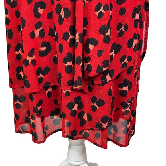 CAbi #5571 Siren Wrap Dress Midi Length V-Neckline Leopard Print Red XXL - Picture 6 of 12